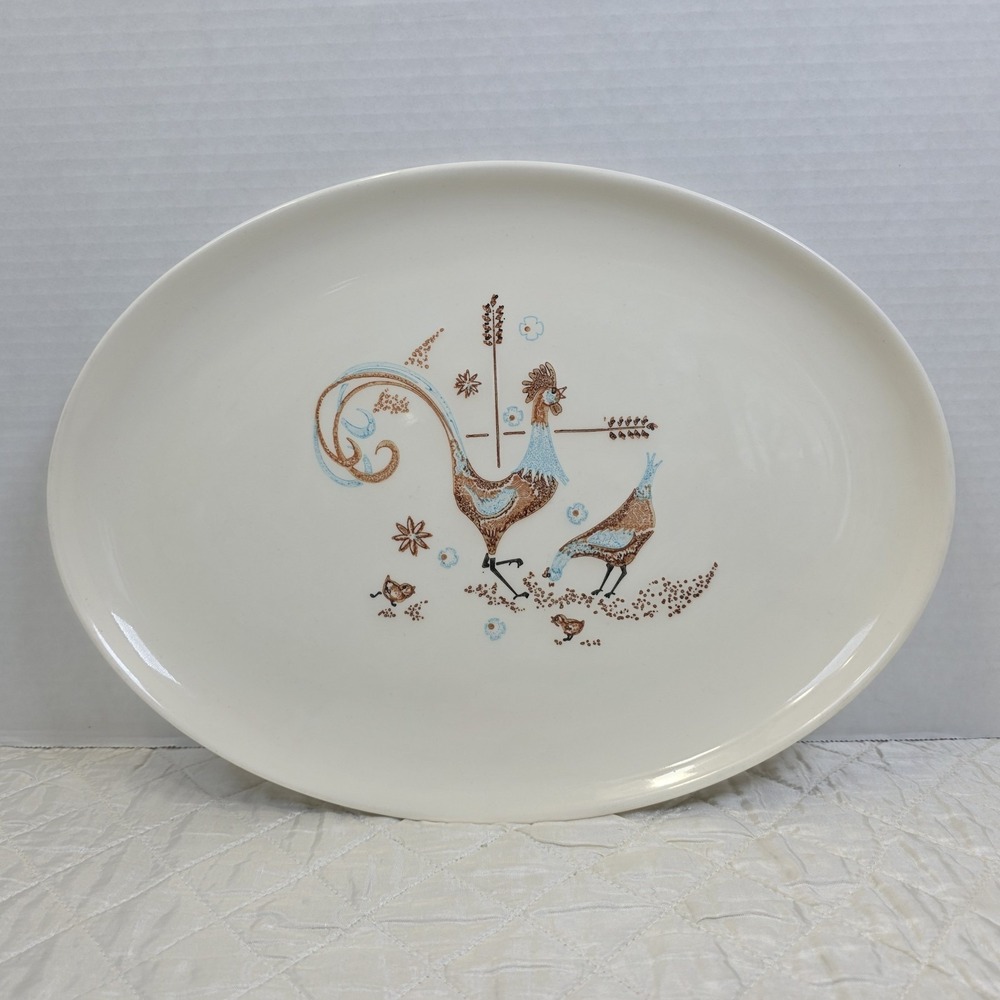 MCM‎ Platter Taylor Smith & Taylor Colorcraft Rooster Peppermint Roo Farmhouse